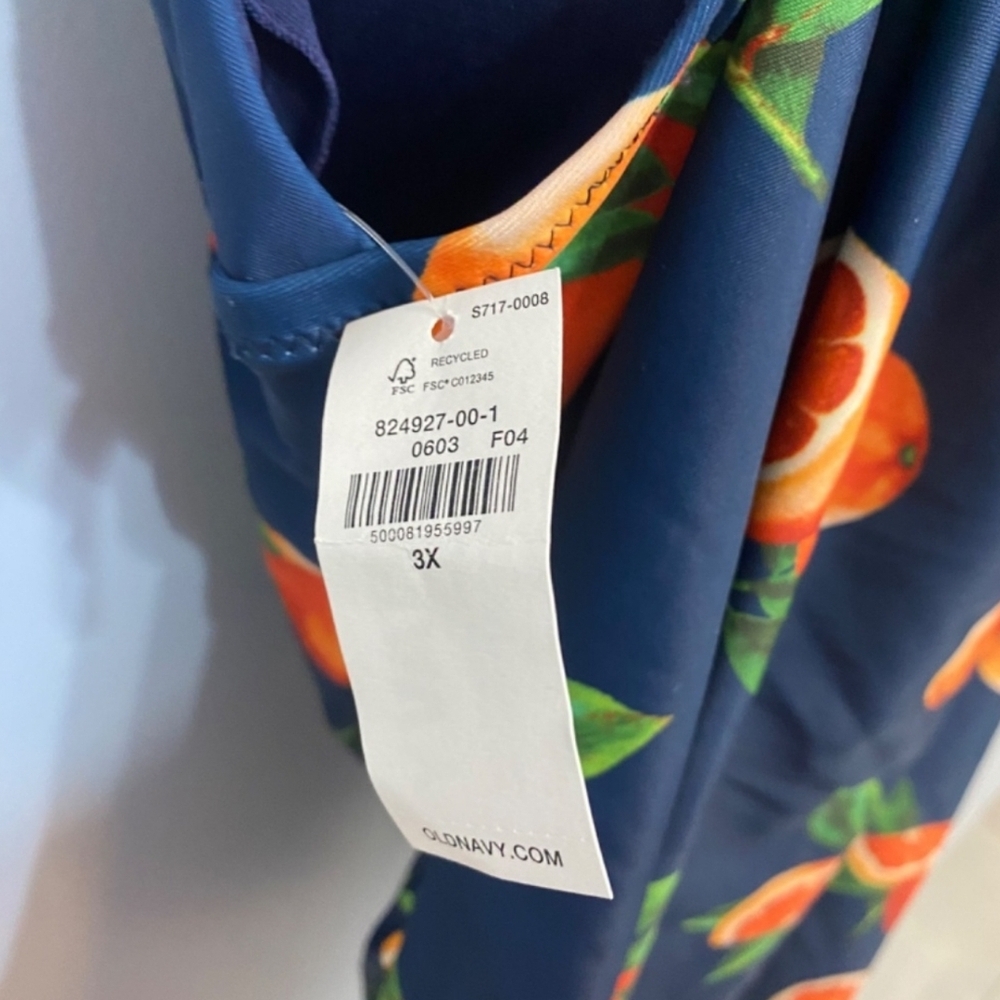 OLD NAVY Blue One-Piece Swimsuit Orange Fruit Print Plus Size 3X - Picture 9 of 14